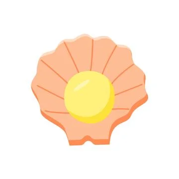 Pearl in an open shell doodle style. Vector cartoon illustration, isolated .. Illustrazione stock