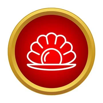 Pearl in oyster shell icon on red circle Illustrazione stock