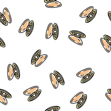 Pearl oyster shell vector seamless pattern Stock Illustration