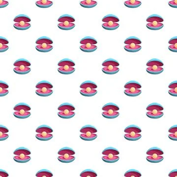 Pearl oyster shells repeating seamless pattern Illustrazione stock