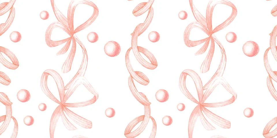 Pearl ribbon bow seamless pattern Illustrazione stock