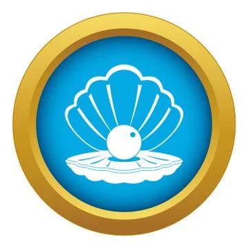 Pearl in a sea shell icon blue vector isolated Stock Illustration
