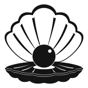 Pearl in a sea shell icon, simple style Stock Illustration