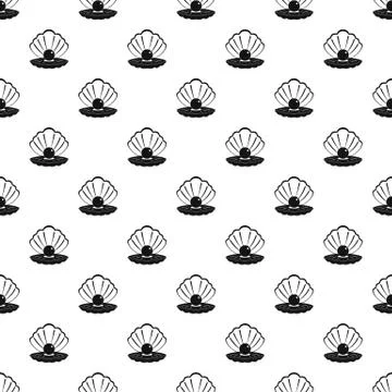 Pearl in a sea shell pattern vector Stock Illustration
