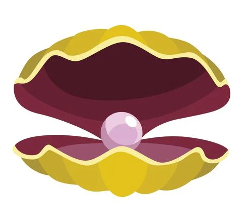 Pearl in seashell. Open seashell scallop and pearl shell icon. Beautiful pearl 스톡 일러스트