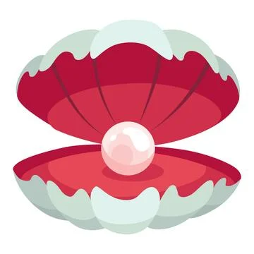 Pearl in seashell. Open seashell scallop and pearl shell icon. Beautiful pearl 스톡 일러스트