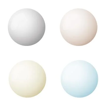 Pearl, set of realistic, multi-colored pearls isolated on white background... Stock Illustration