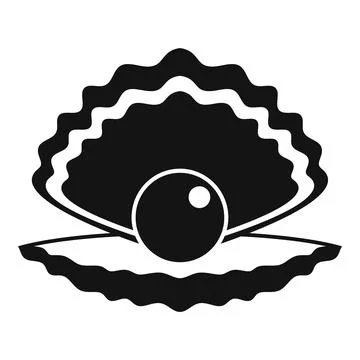 Pearl in shell black and white icon symbol Stock Illustration