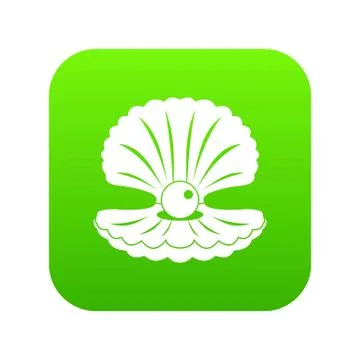 Pearl in a shell icon digital green Illustrazione stock
