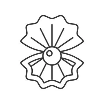 Pearl shell icon, set of ocean life, line design vector 스톡 일러스트