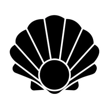 Pearl shell icon, vector illustration, black sign on isolated background Stock Illustration