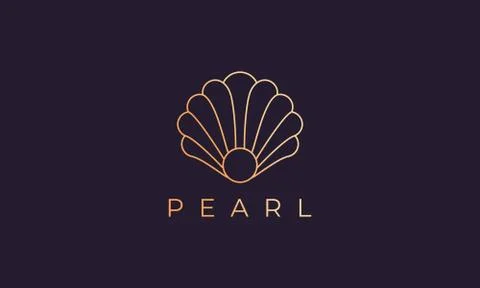Pearl shell logo template with luxury and elegant shape Stock Illustration