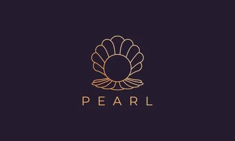 Pearl shell logo template with luxury and elegant shape Stock Illustration