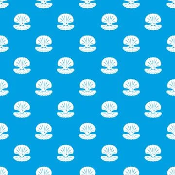 Pearl in a shell pattern seamless blue Illustrazione stock
