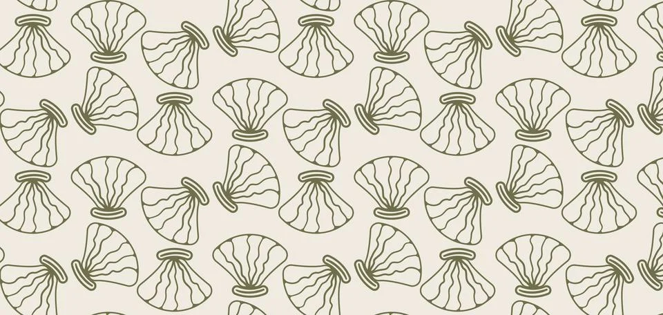 Pearl shell seamless pattern. Pastel boho background in minimalist. Suit fo.. Stock Illustration