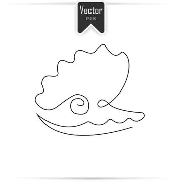 Pearl shell shell icon one line Stock Illustration