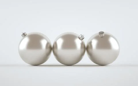Pearl / Silver Metallic Matte Large Christmas Ball Ornament Mock-Up - Three B Stock Illustration