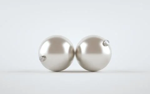 Pearl / Silver Metallic Matte Large Christmas Ball Ornament Mock-Up - Two Bal Stock Illustration