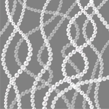 Pearl strings background. Curved wavy strings of pearls. Stock Illustration