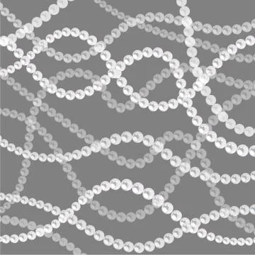 Pearl strings background. Curved wavy strings of pearls. Stock Illustration