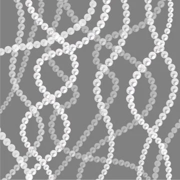 Pearl strings background. Curved wavy strings of pearls. Stock Illustration