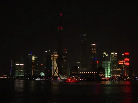 Pearl Tower lights coming on Stock Footage 10891054