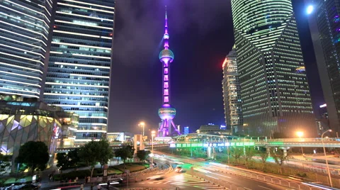 Pearl Tower night time lapse 30 static Stock Footage 40645435
