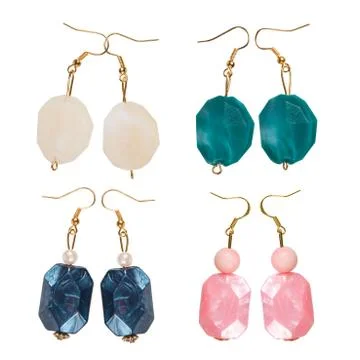 Pearlescent earrings different Stock Photos