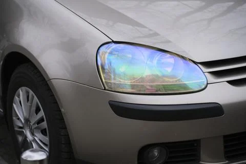 Pearlescent headlight on a car Stock Photos