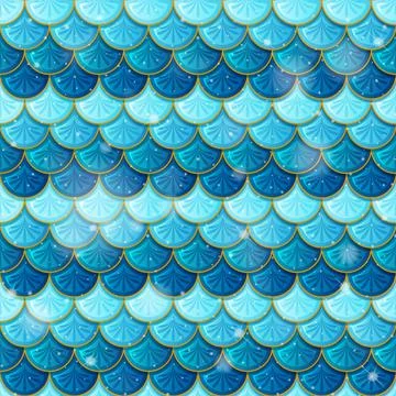 Pearlescent mermaid scales seamless pattern 스톡 일러스트