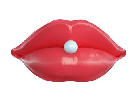 A pearls on red lips, piercing Stock Illustration