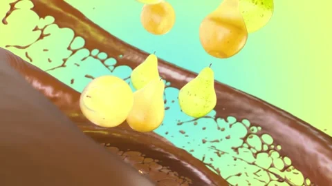 Pears are falling. Hot chocolate. Rotation. A delicacy. Stock Footage 258216525