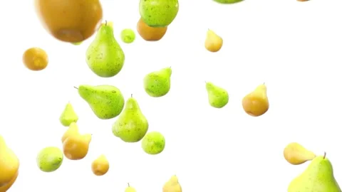 Pears are falling. White background. Healthy food. White background. Video stock 258226203