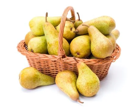 Pears in basket Stock Photos