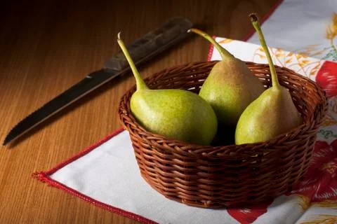 Pears in a Basket Stock Photos
