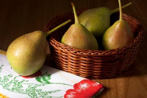 Pears in a Basket Stock Photos