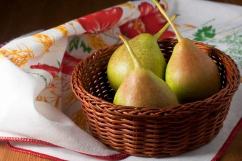 Pears in a Basket Stock Photos