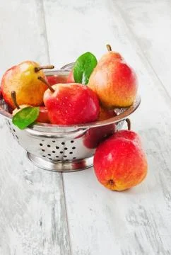 Pears in a colander Stock Photos