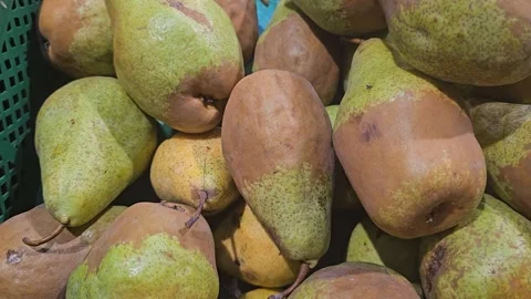 Pears On Display In A Supermarket Stock Footage 295146214