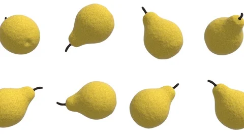 Pears Falling on a White Background. Stylized Pear Fruits 3D Animation. 4K Stock Footage 310439558