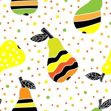 Pears Funny vector seamless pattern イラスト素材