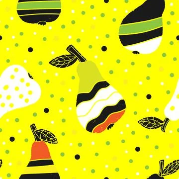 Pears Funny vector seamless pattern Stock Illustration
