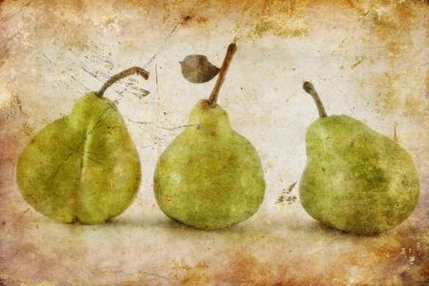 Pears in grunge Stock Photos