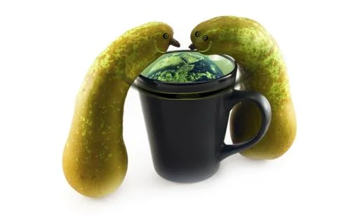 Pears looking at globe Stock Photos