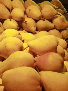Pears on Market Stall Stock Photos