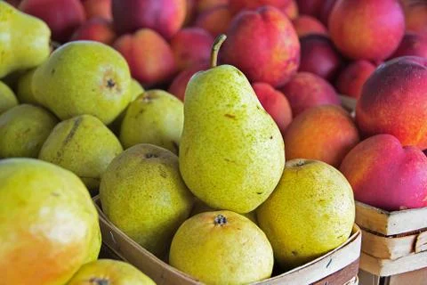 Pears in produce box Stock Photos