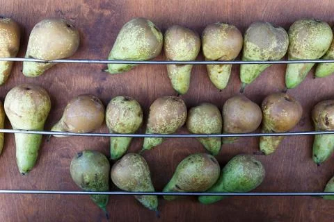 Pears in a row Stock Photos