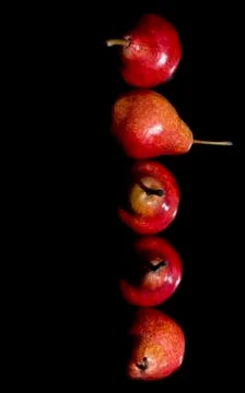 Pears in a row. Top view Stock Photos