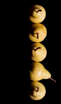 Pears in a row. Top view Foto stock