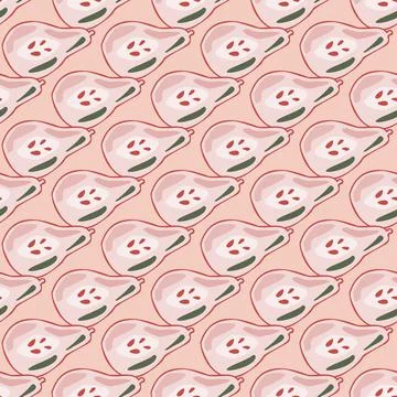 Pears of seamless pattern. Hand drawn background fruit. Stock Illustration